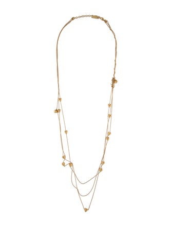 Saint Laurent Logo Heart Multistrand Station Necklace