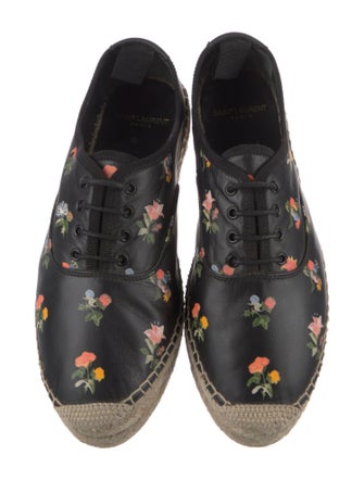 Saint Laurent Calfskin Floral Print Espadrilles