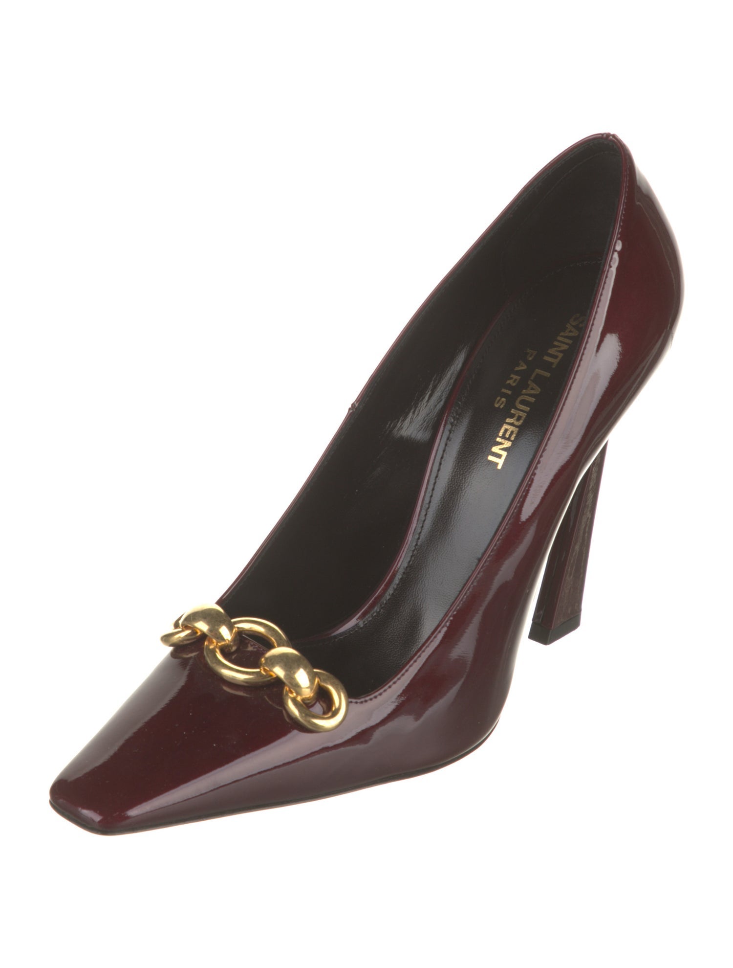 Saint Laurent Patent Leather Chain-Link Accents Pumps