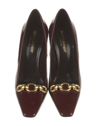 Saint Laurent Patent Leather Chain-Link Accents Pumps