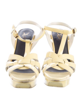 Saint Laurent Patent Leather T-Strap Sandals
