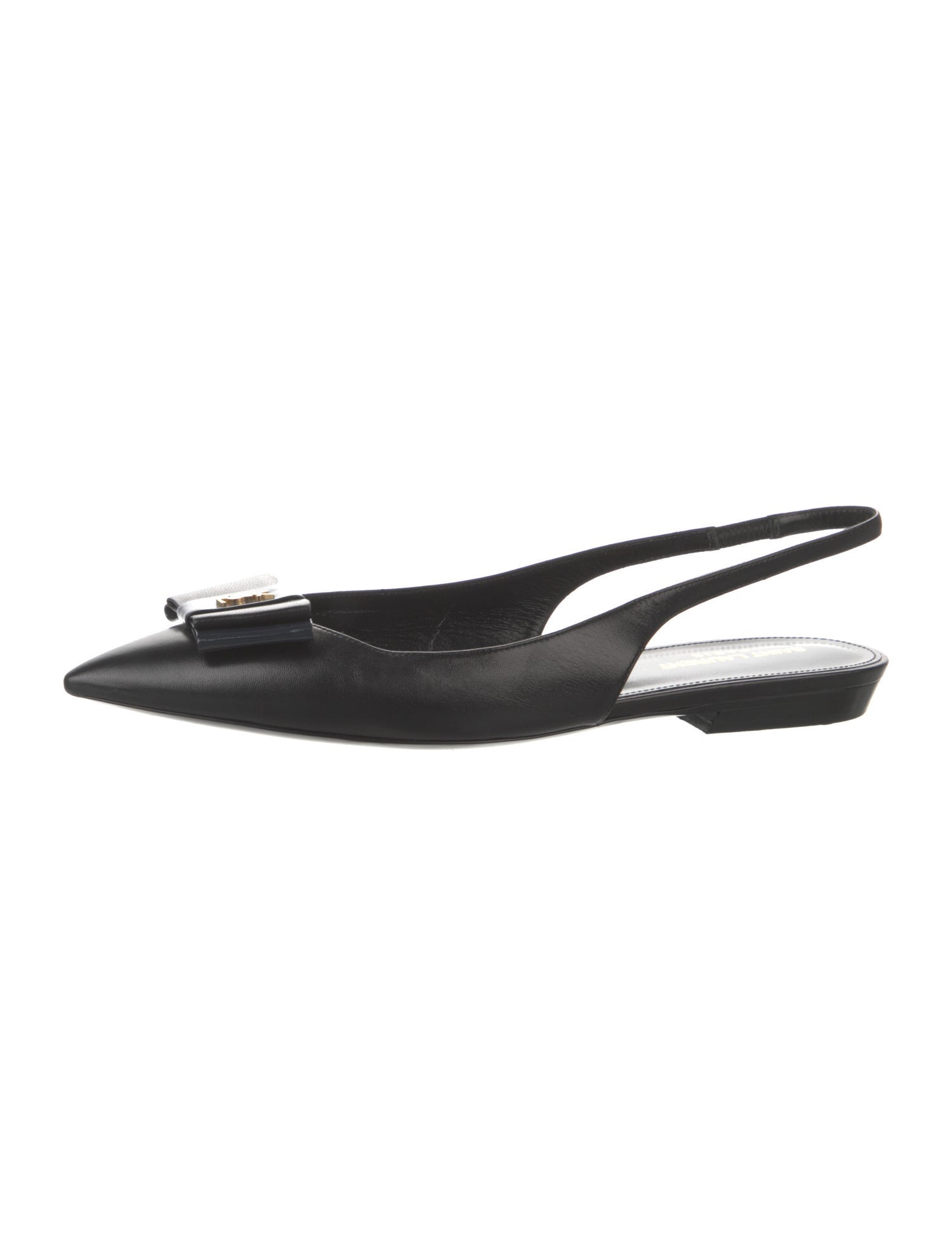 Saint Laurent Leather Bow Accents Slingback Flats