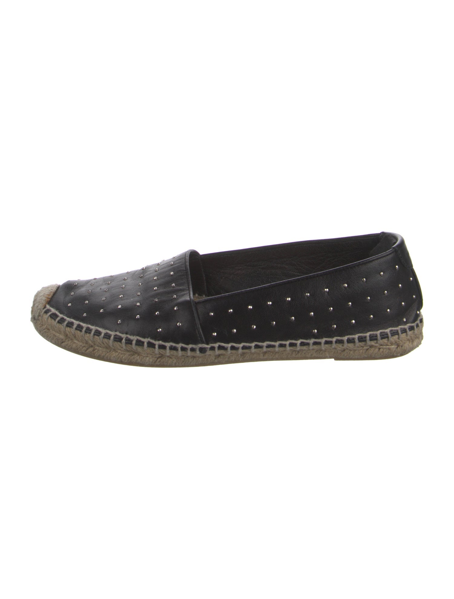 Saint Laurent Leather Studded Accents Espadrilles