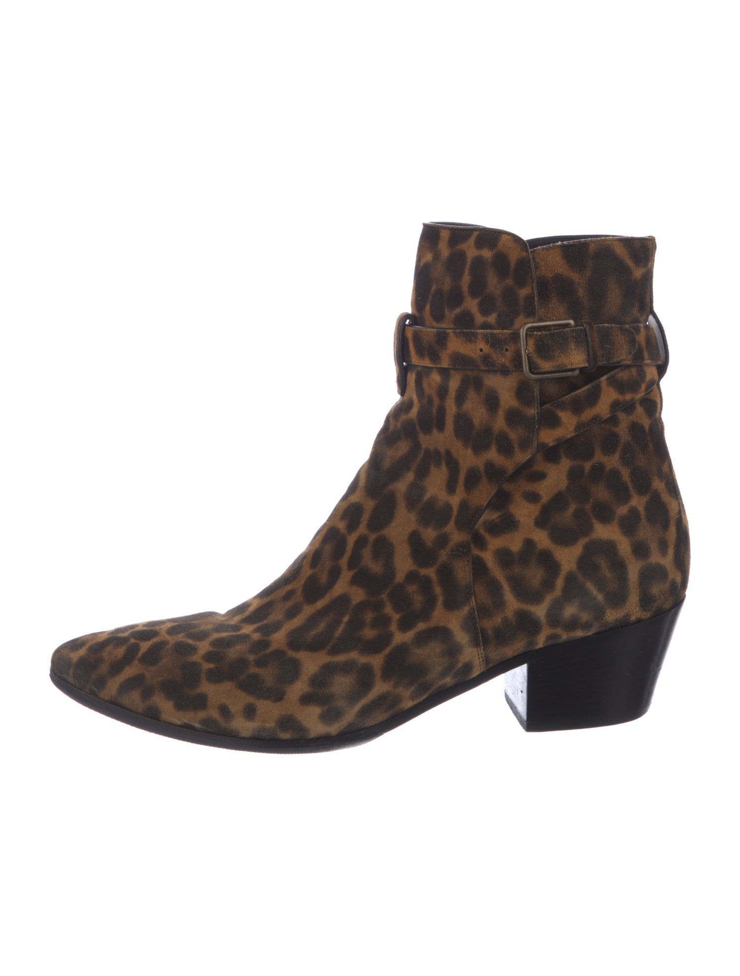 Saint Laurent Suede Animal Print Boots