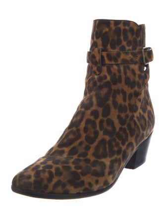 Saint Laurent Suede Animal Print Boots