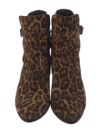 Saint Laurent Suede Animal Print Boots
