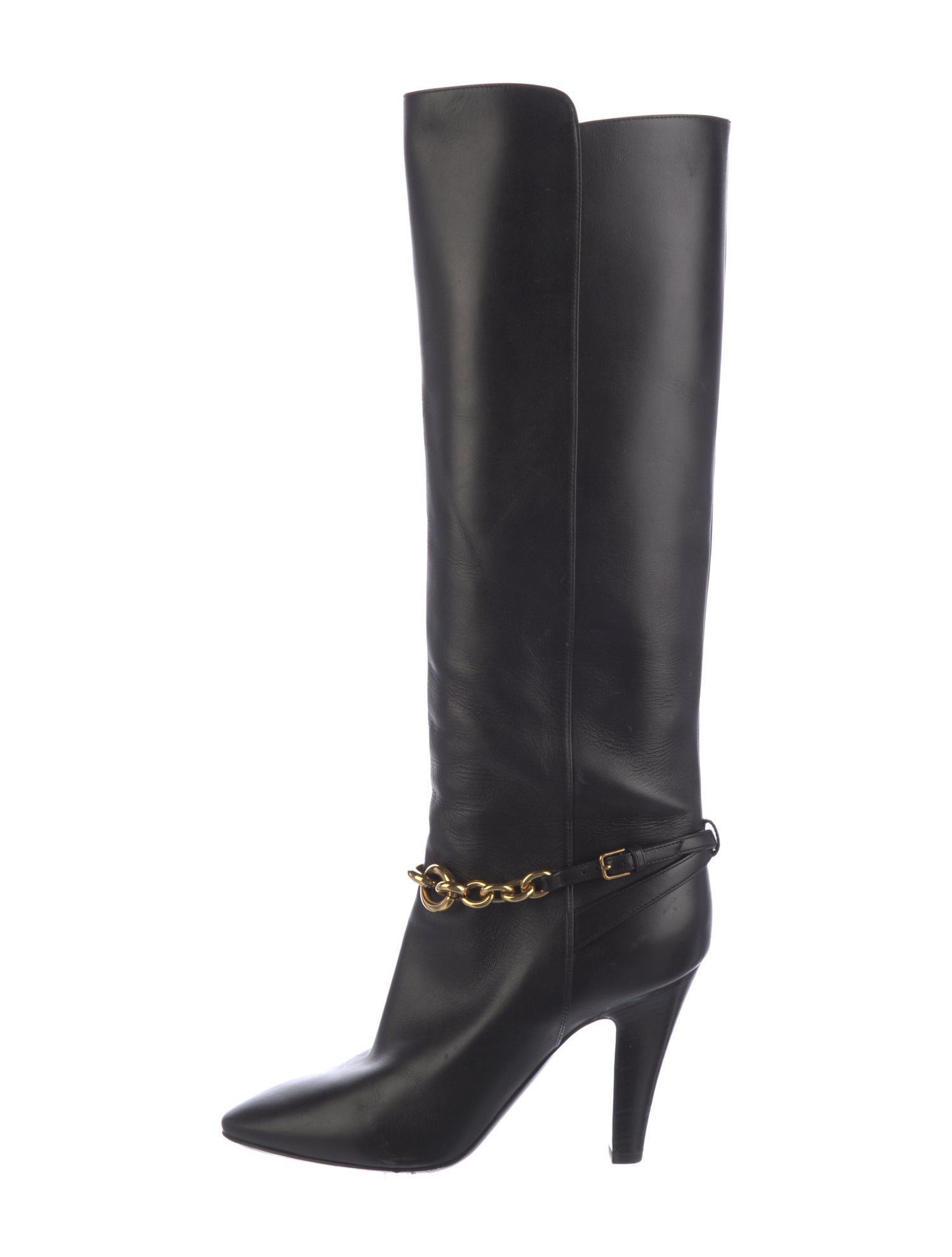Saint Laurent Leather Chain-Link Accents Boots