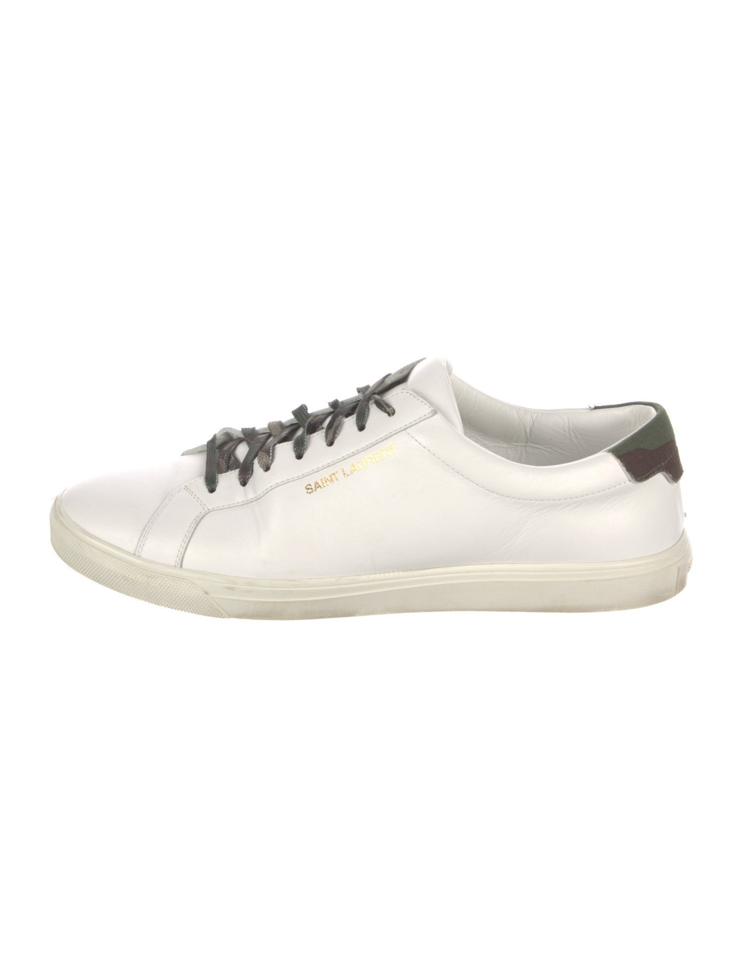 Saint Laurent Leather Embroidered Accent Sneakers