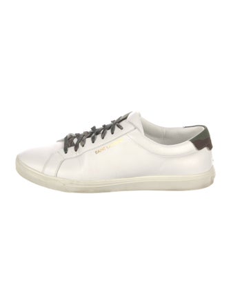 Saint Laurent Leather Embroidered Accent Sneakers