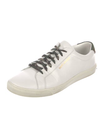 Saint Laurent Leather Embroidered Accent Sneakers