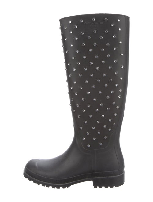 Saint Laurent Rubber Crystal Embellishments Rain Boots