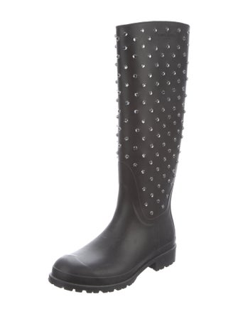 Saint Laurent Rubber Crystal Embellishments Rain Boots