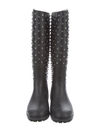 Saint Laurent Rubber Crystal Embellishments Rain Boots