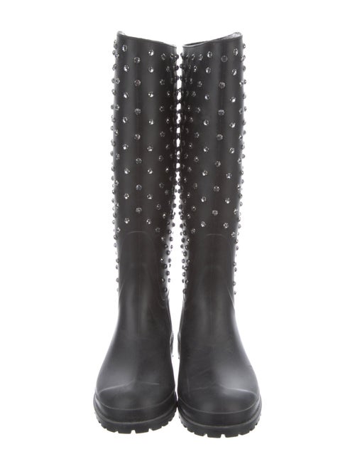 Saint Laurent Rubber Crystal Embellishments Rain Boots