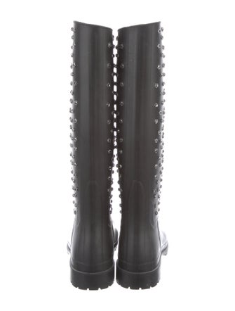 Saint Laurent Rubber Crystal Embellishments Rain Boots