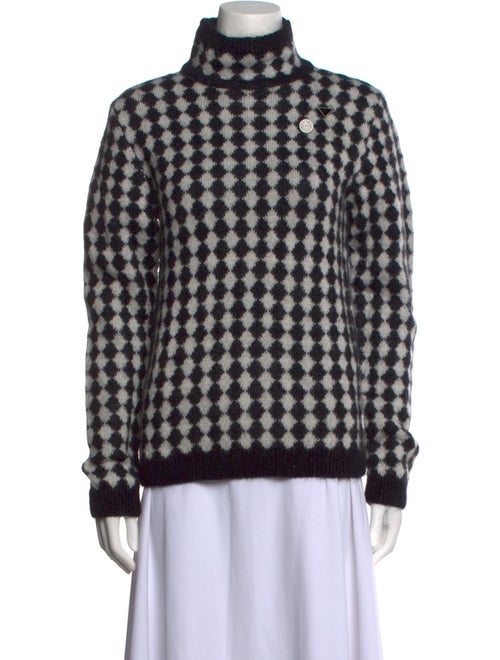 Saint Laurent Plaid Print Turtleneck Pullover
