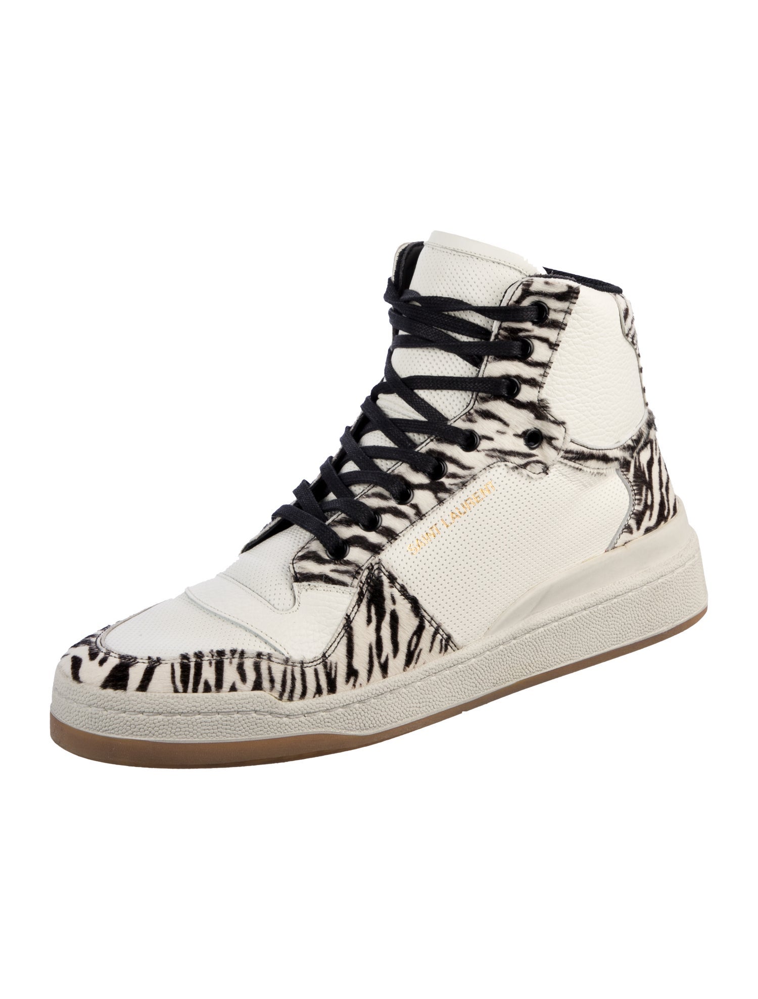 Saint Laurent Leather Animal Print Sneakers
