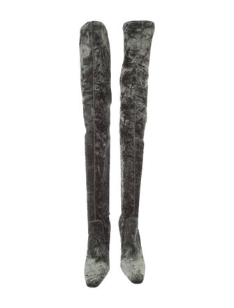 Saint Laurent Velvet Printed Sock Boots