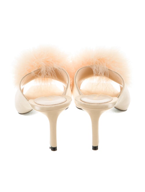 Saint Laurent Satin Feather Trim Slides