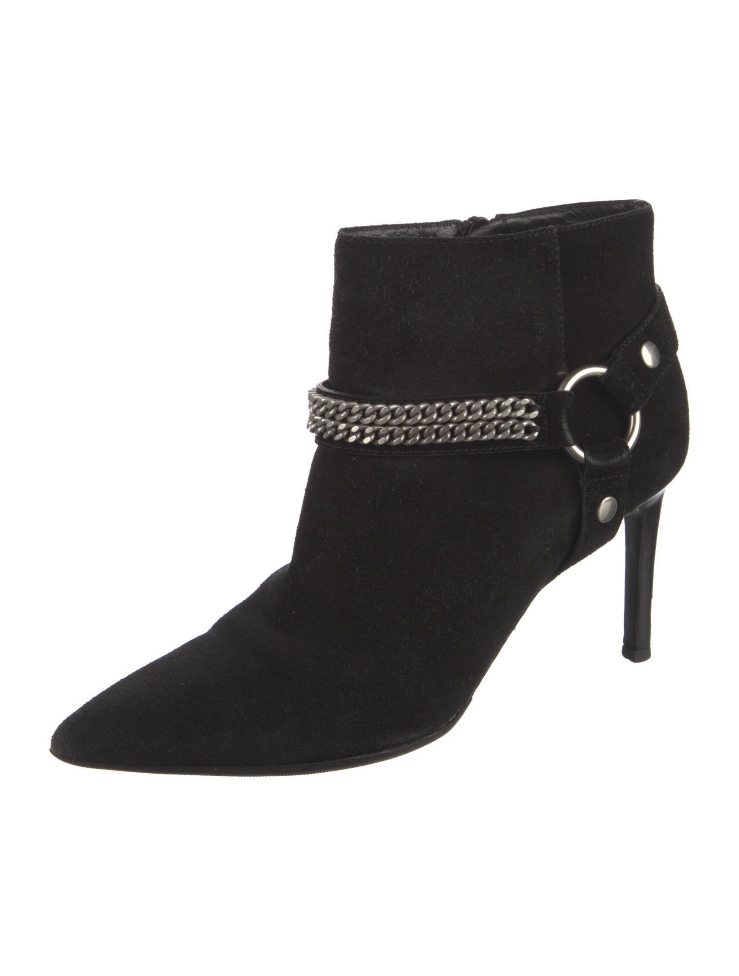 Saint Laurent Suede Chain-Link Accents Boots