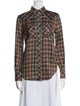 Saint Laurent Plaid Print Long Sleeve Button-Up Top