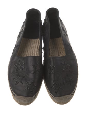 Saint Laurent Leather Sequin Embellishments Espadrilles