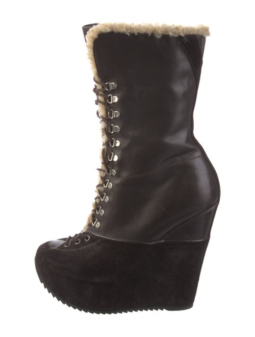 Saint Laurent Leather Lace-Up Boots