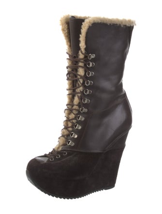 Saint Laurent Leather Lace-Up Boots