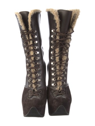 Saint Laurent Leather Lace-Up Boots