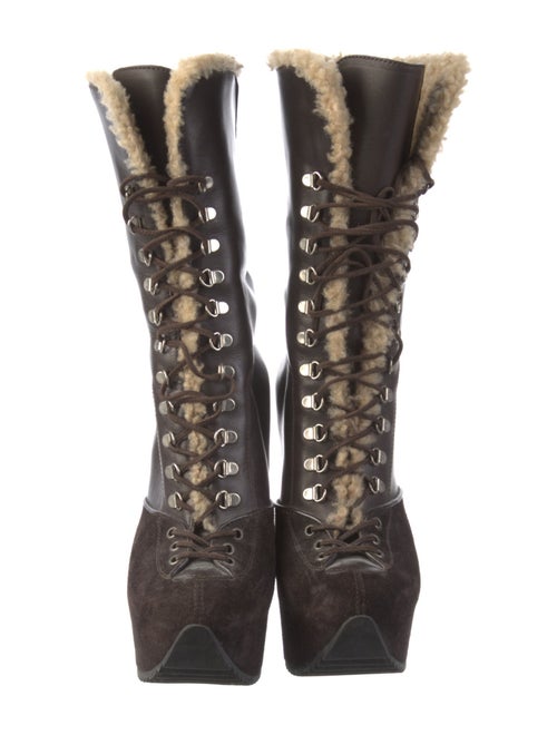 Saint Laurent Leather Lace-Up Boots