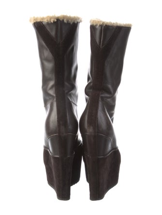 Saint Laurent Leather Lace-Up Boots