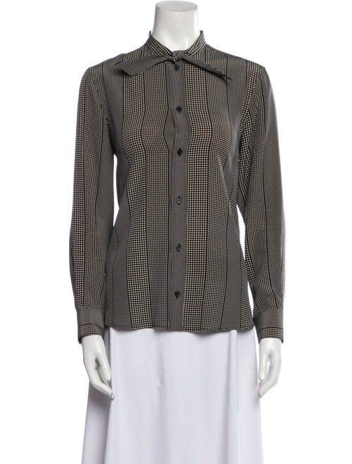 Saint Laurent Silk Polka Dot Print Button-Up Top