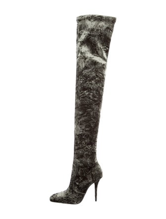 Saint Laurent Velvet Printed Boots