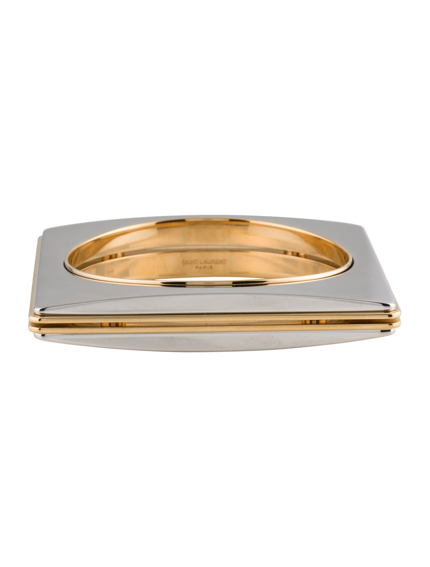 Saint Laurent Two-Tone Split Square Bangle Bracelet