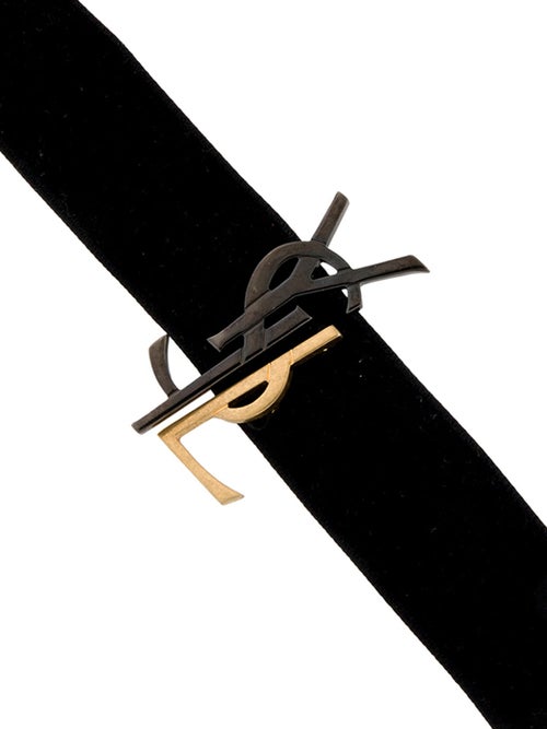 Saint Laurent Velvet Logo Choker Necklace