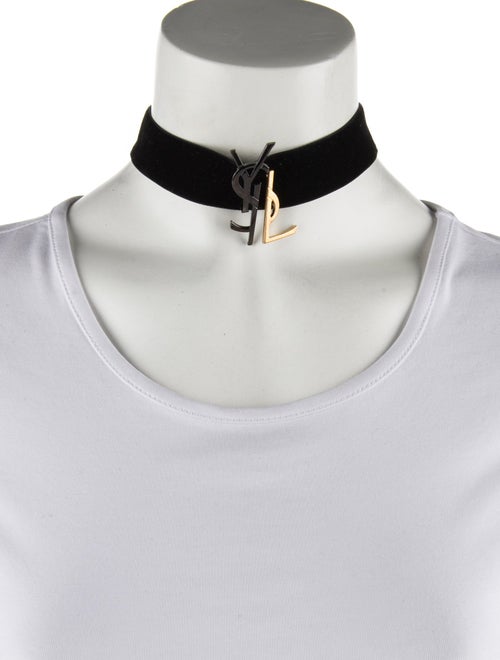 Saint Laurent Velvet Logo Choker Necklace