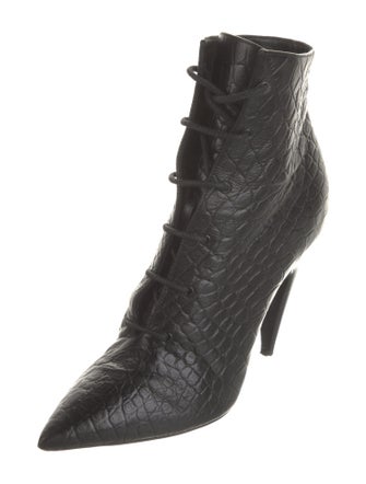Saint Laurent Embossed Leather Lace-Up Boots
