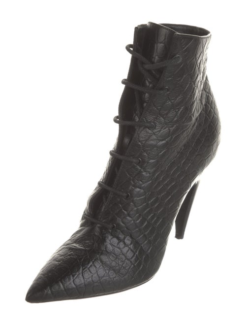 Saint Laurent Embossed Leather Lace-Up Boots