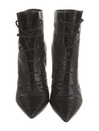Saint Laurent Embossed Leather Lace-Up Boots