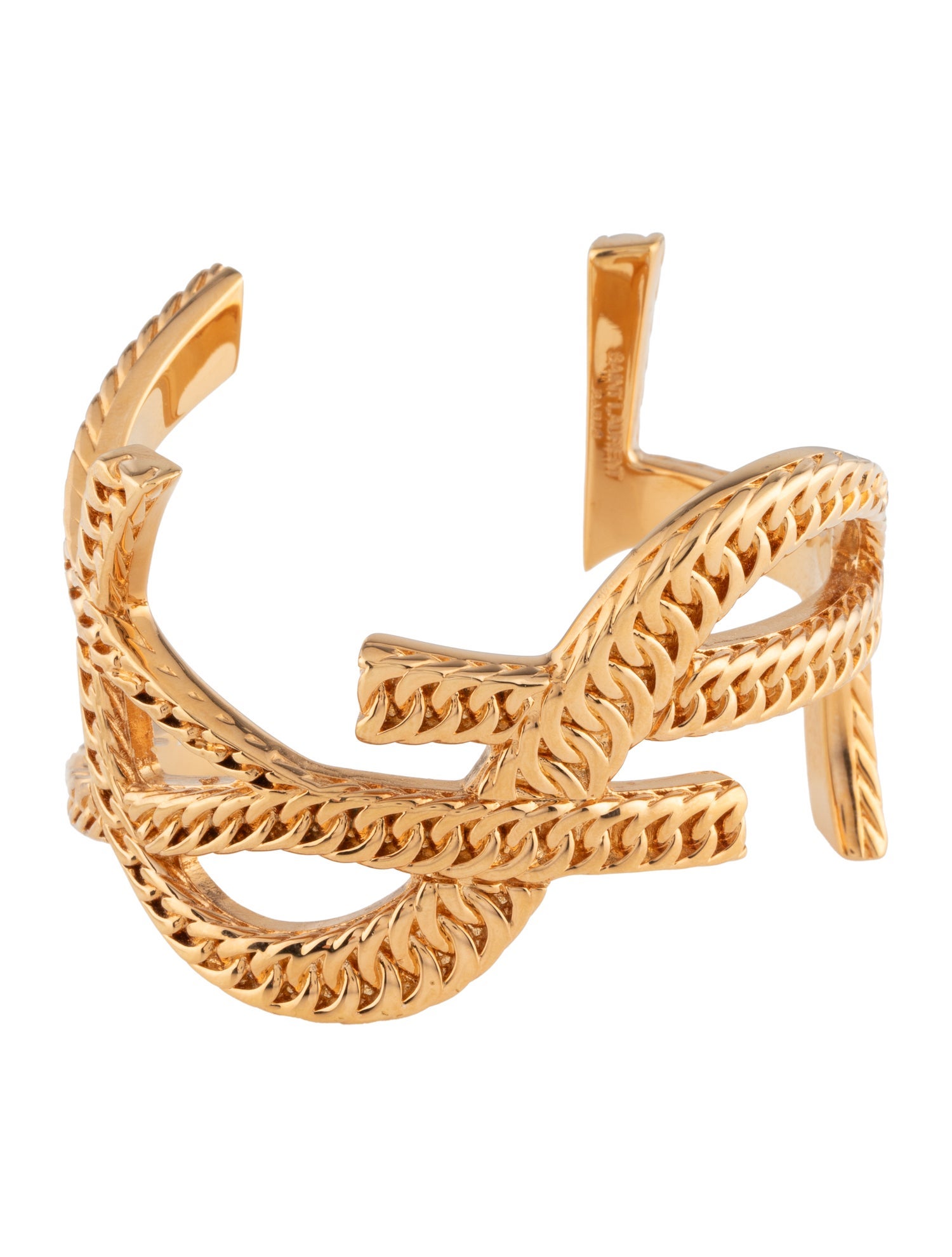 Saint Laurent Monogram YSL Gourmette Cuff Bracelet - Cuff