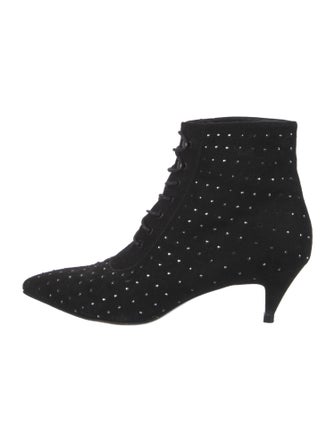 Saint Laurent Suede Printed Lace-Up Boots