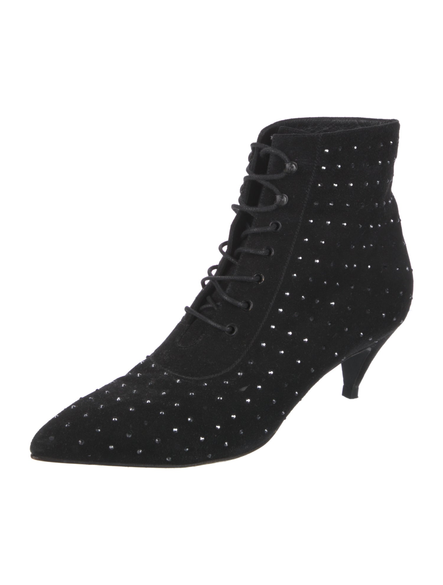 Saint Laurent Suede Printed Lace-Up Boots