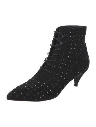 Saint Laurent Suede Printed Lace-Up Boots