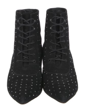 Saint Laurent Suede Printed Lace-Up Boots