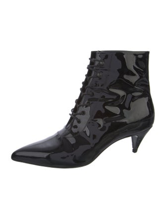 Saint Laurent Patent Leather Lace-Up Boots