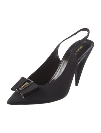 Saint Laurent Canvas Chain-Link Accents Slingback Pumps