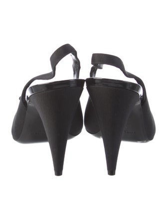 Saint Laurent Canvas Chain-Link Accents Slingback Pumps