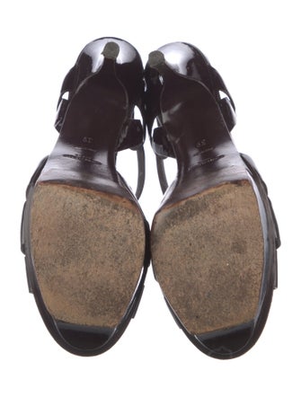 Saint Laurent Patent Leather T-Strap Sandals