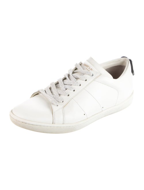 Saint Laurent Leather Glitter Accents Sneakers