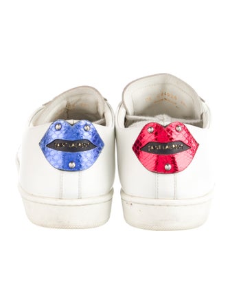 Saint Laurent Leather Glitter Accents Sneakers